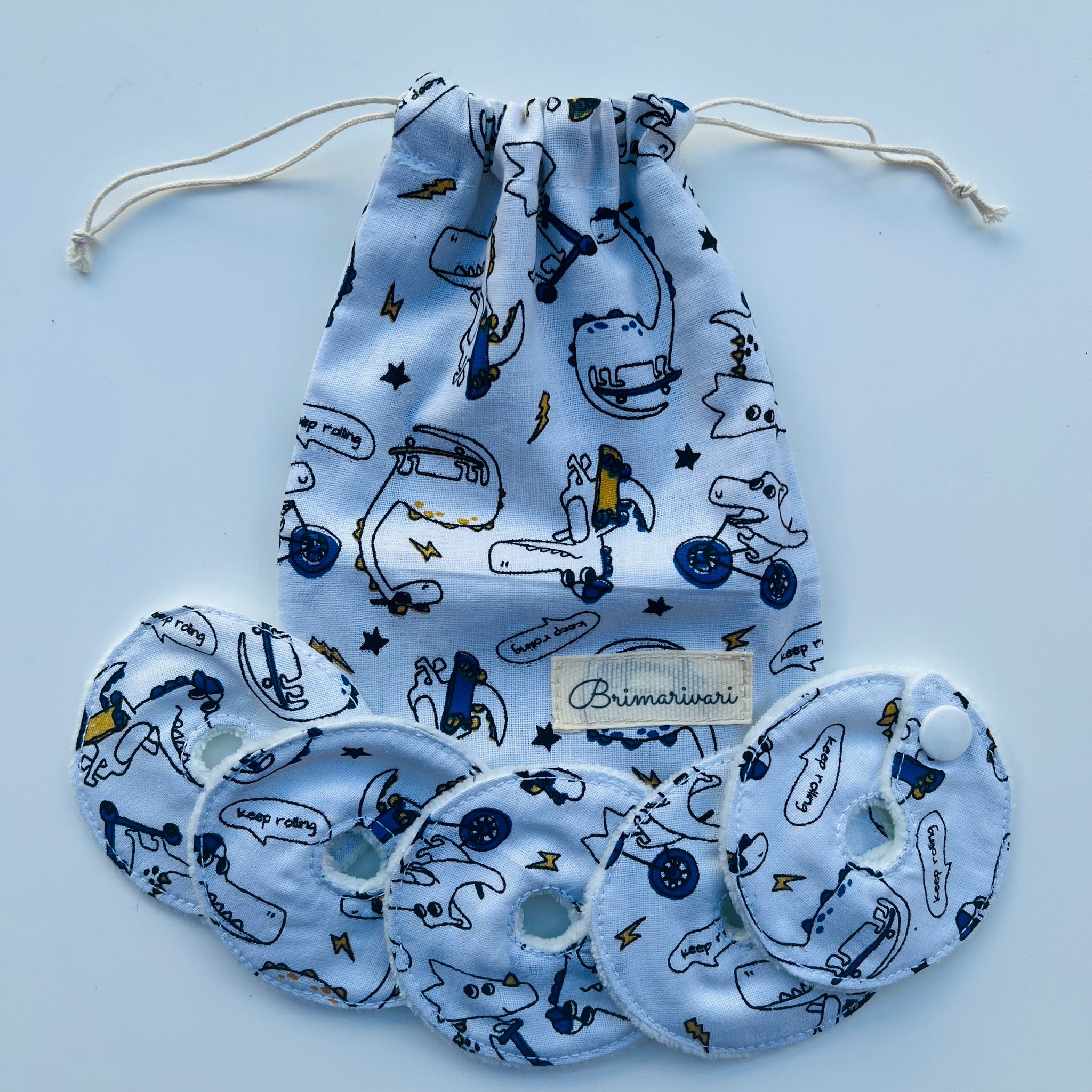 Mic-key button gyomorszondához alátét / g-tube covers - kék dínós