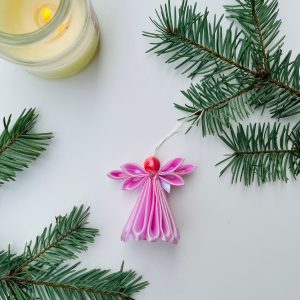 Karácsonyi angyal - rózsaszín - 6,5 cm