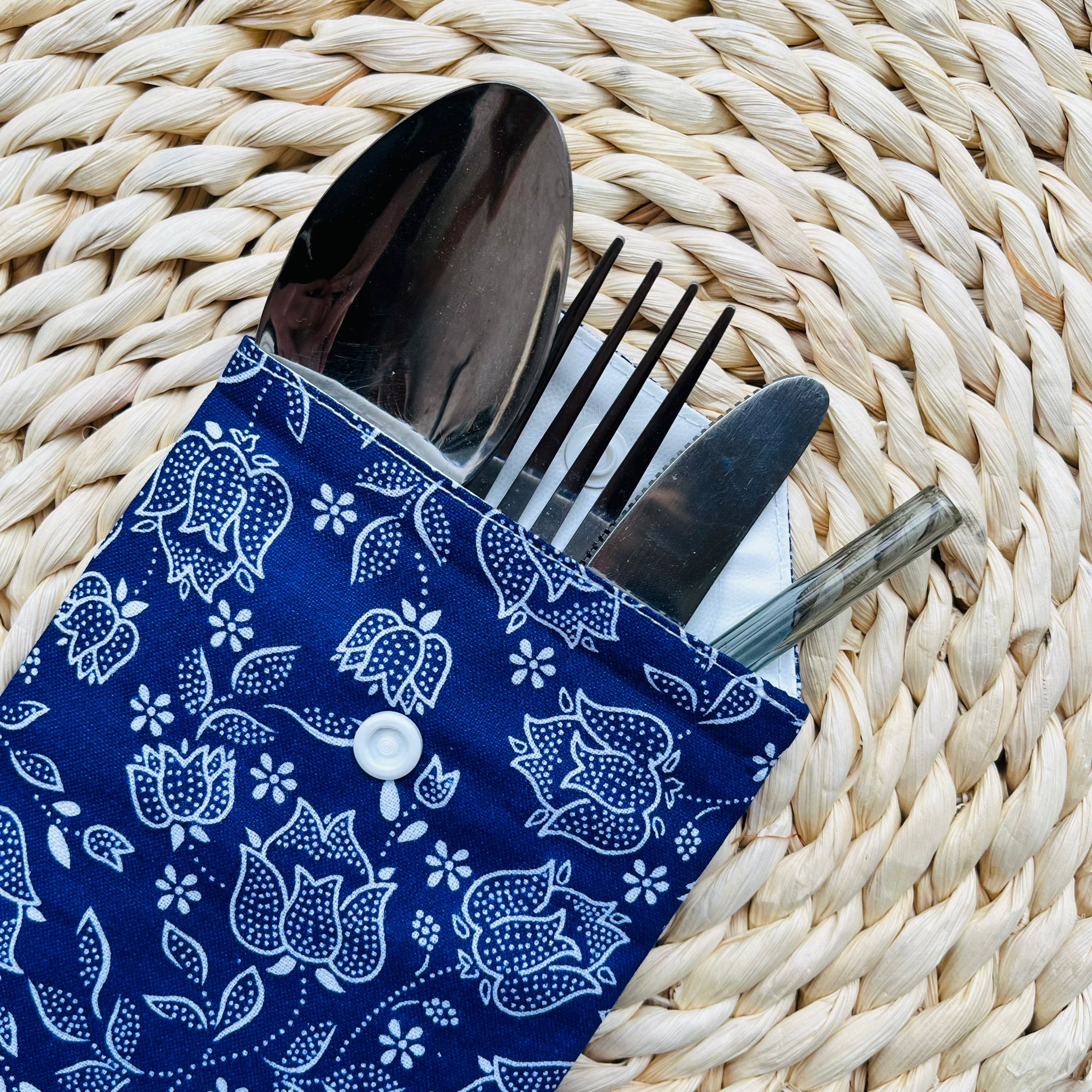 Evőeszköz tartó - kékfestő