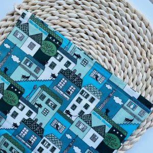 Kenyeres zsák - kék házikós (30x45cm)